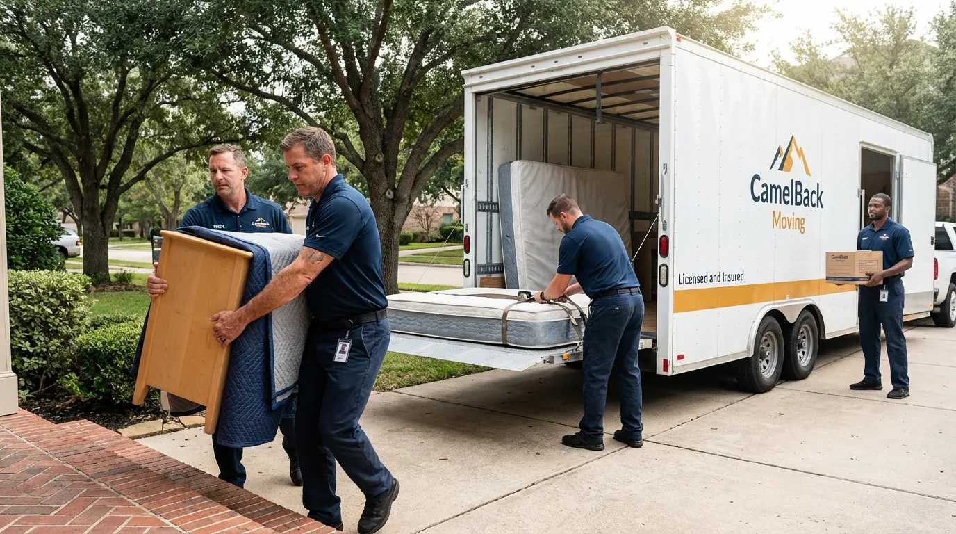 Crew loading residential truck for cross-state move from Bristol, PA
