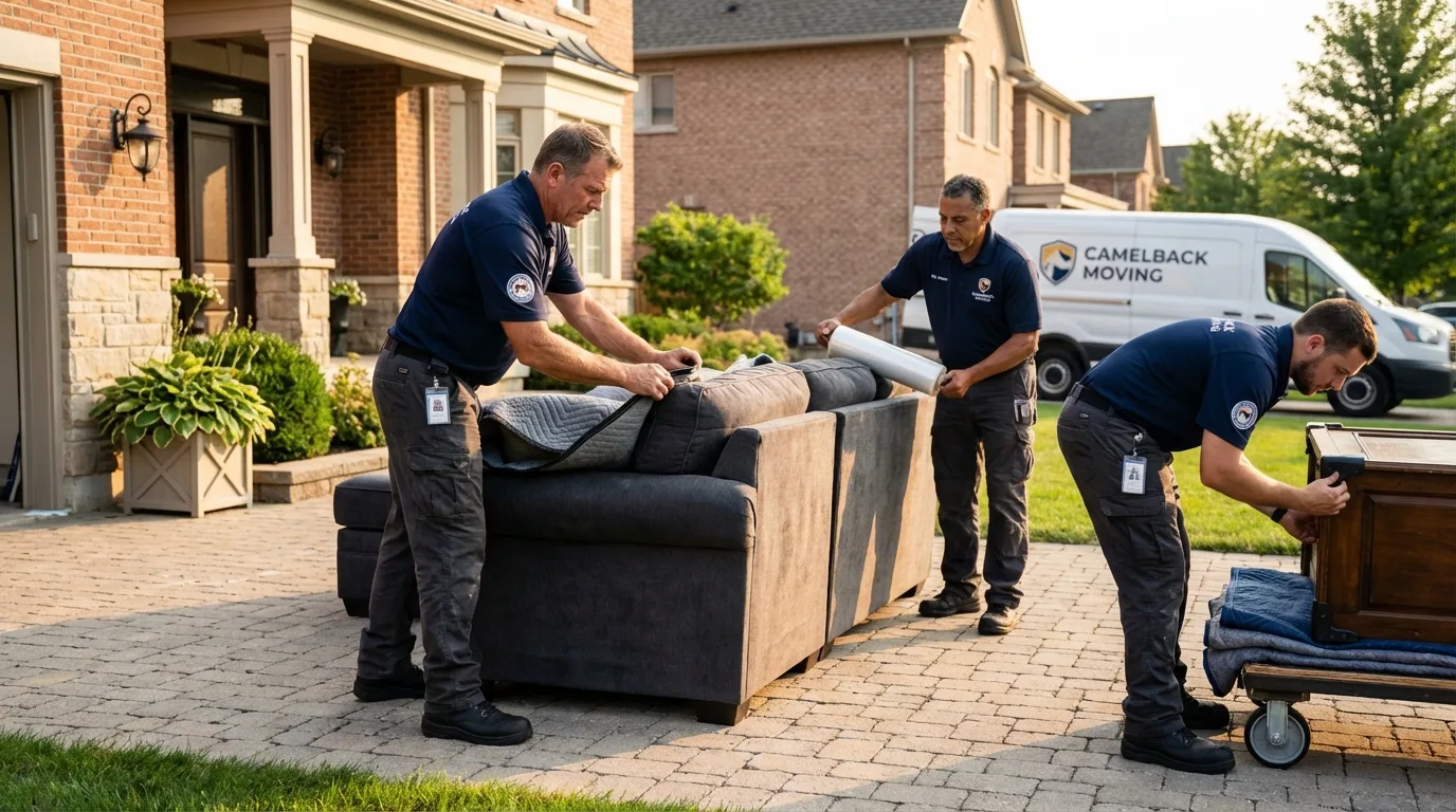 Large estate moving crew wrapping furniture in Bristol, PA